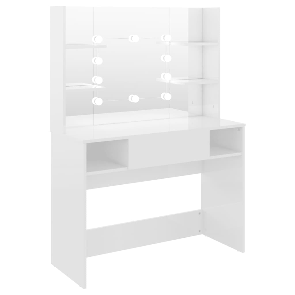 Table de maquillage avec éclairage LED MDF Blanc brillant - XIOS