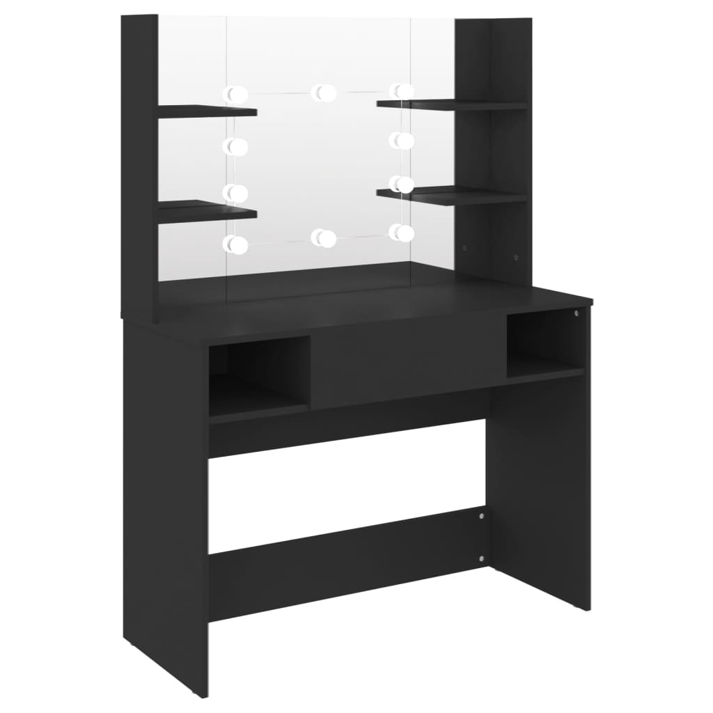 Table de maquillage avec éclairage LED 100x40x135 cm MDF Noir - XIOS