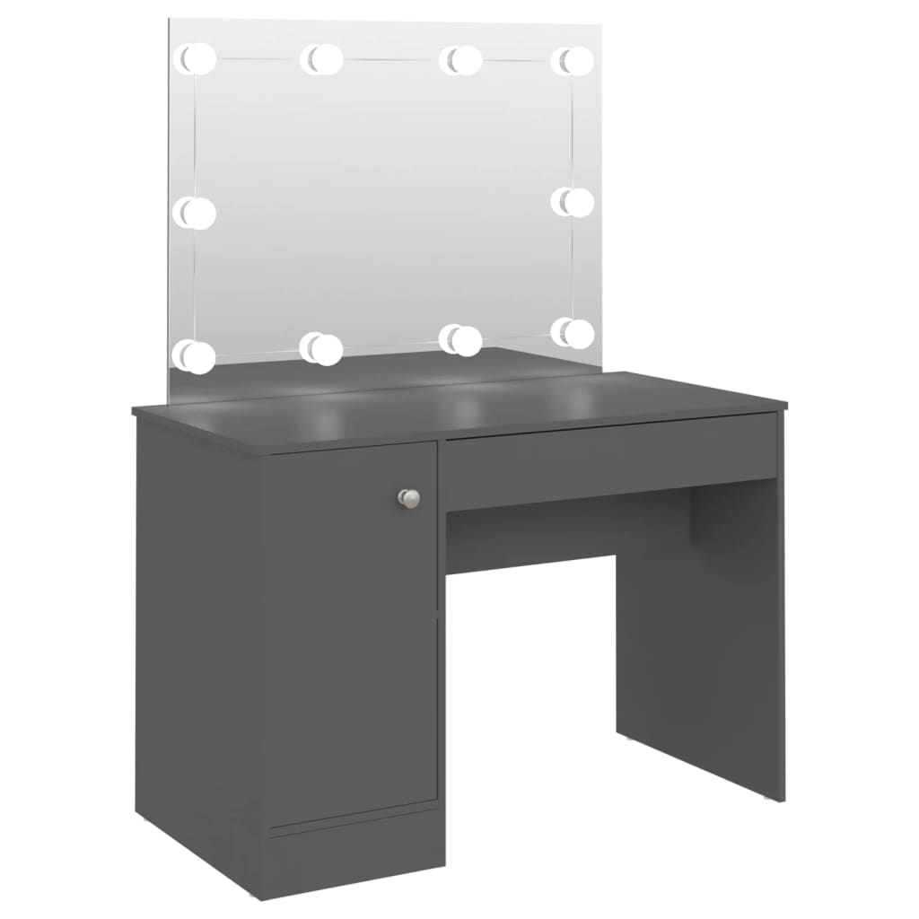 Table de maquillage avec éclairage LED 110x55x145 cm MDF Gris - XIOS