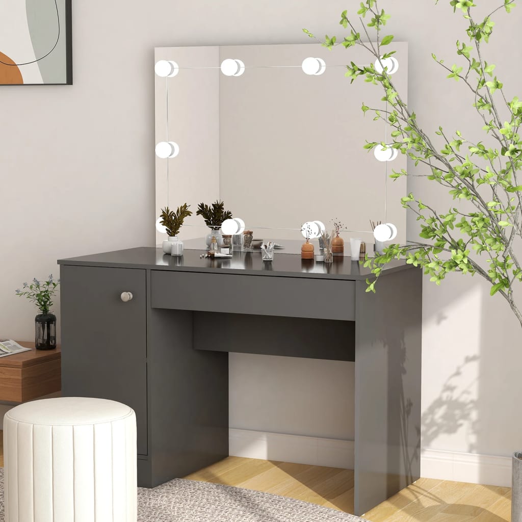 Table de maquillage avec éclairage LED 110x55x145 cm MDF Gris - XIOS