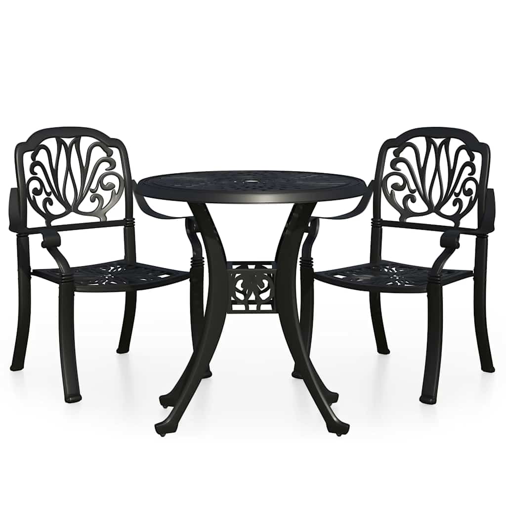 Ensemble de bistro 3 pcs Aluminium coulé Noir