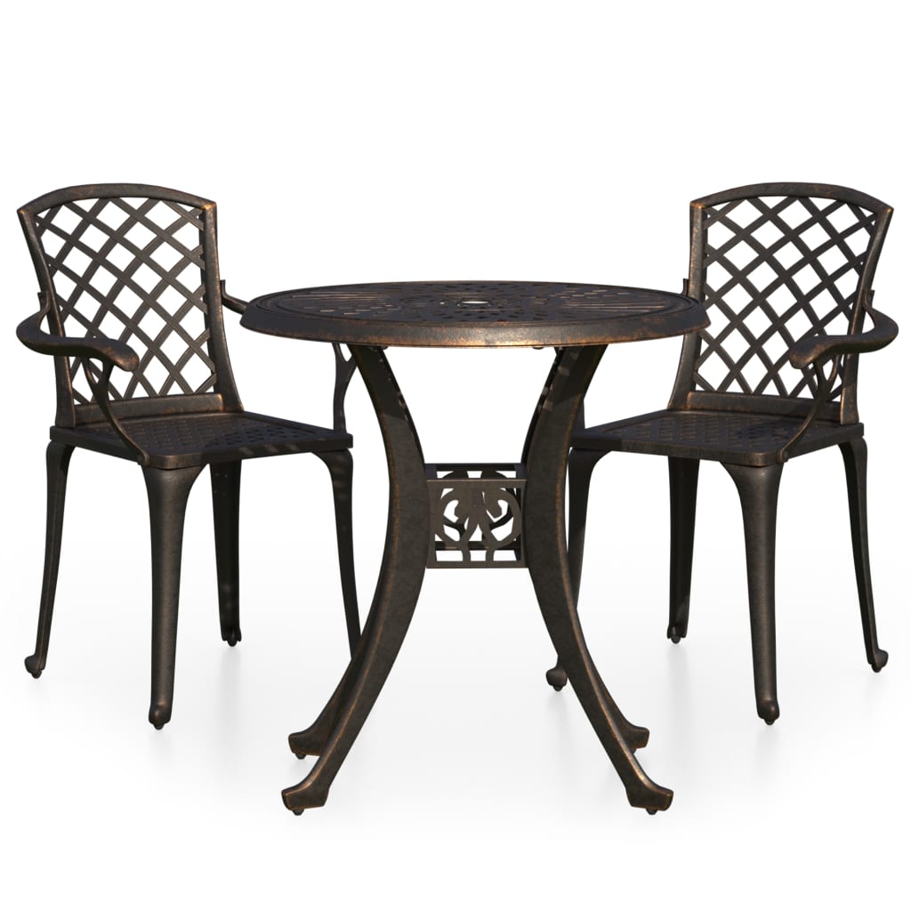 Ensemble de bistro 3 pcs Aluminium coulé Bronze