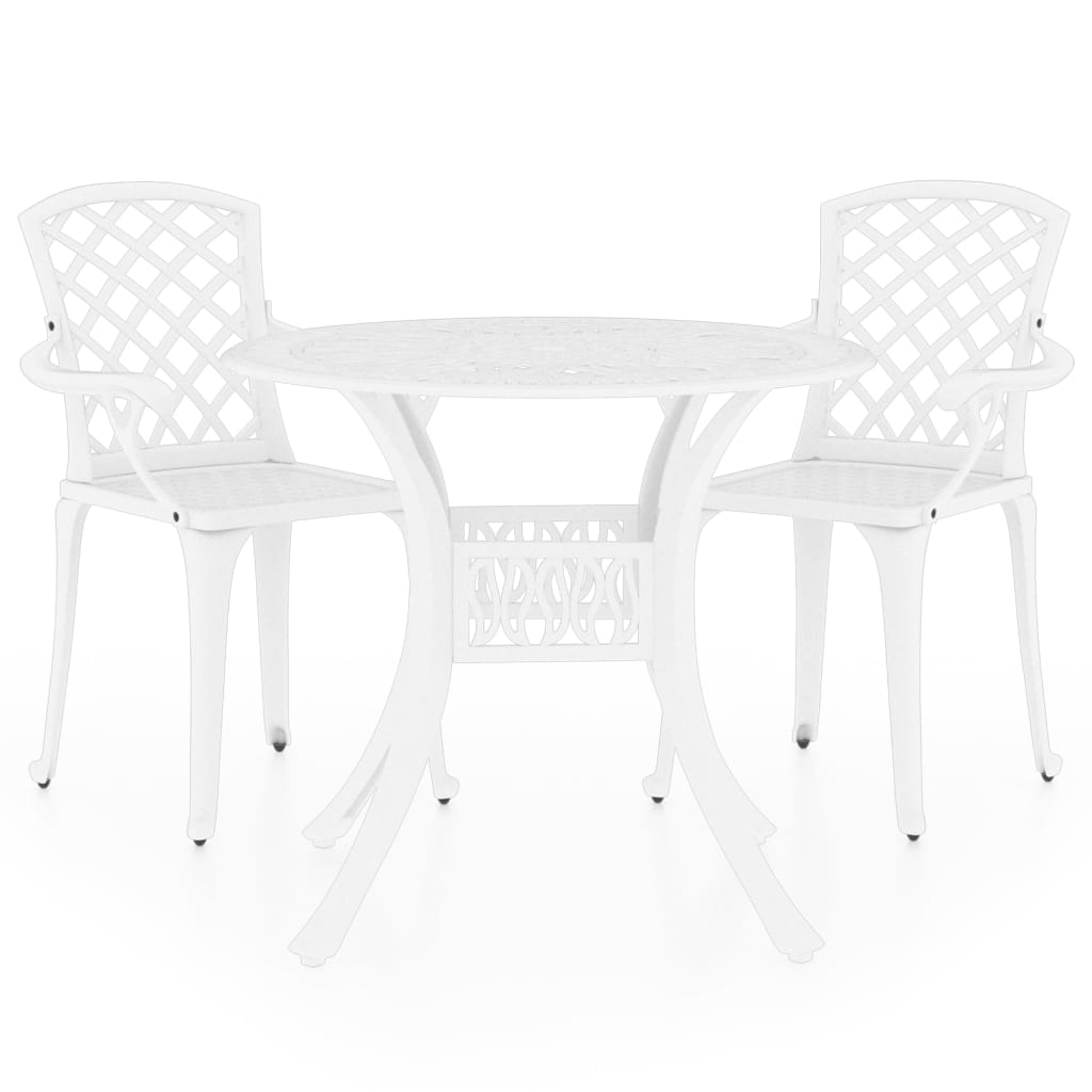 Ensemble de bistro 3 pcs Aluminium coulé Blanc