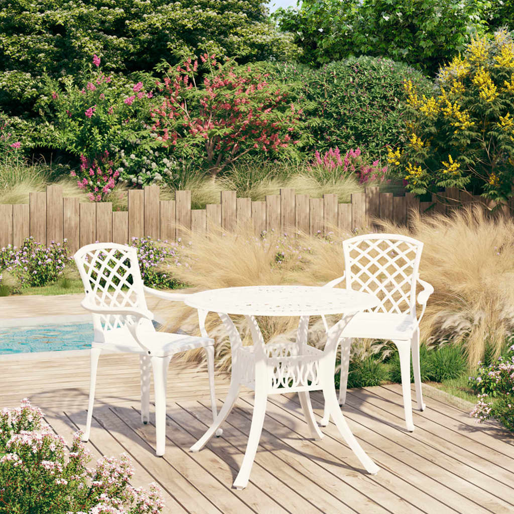 Ensemble de bistro 3 pcs Aluminium coulé Blanc
