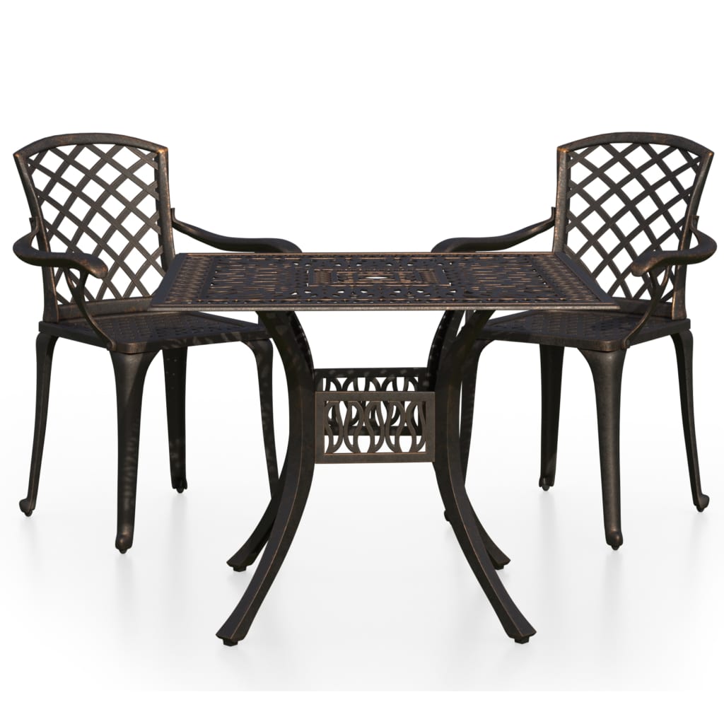 Ensemble de bistro 3 pcs Aluminium coulé Bronze