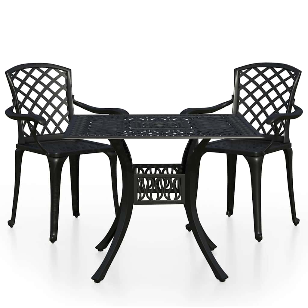 Ensemble de bistro 3 pcs Aluminium coulé Noir
