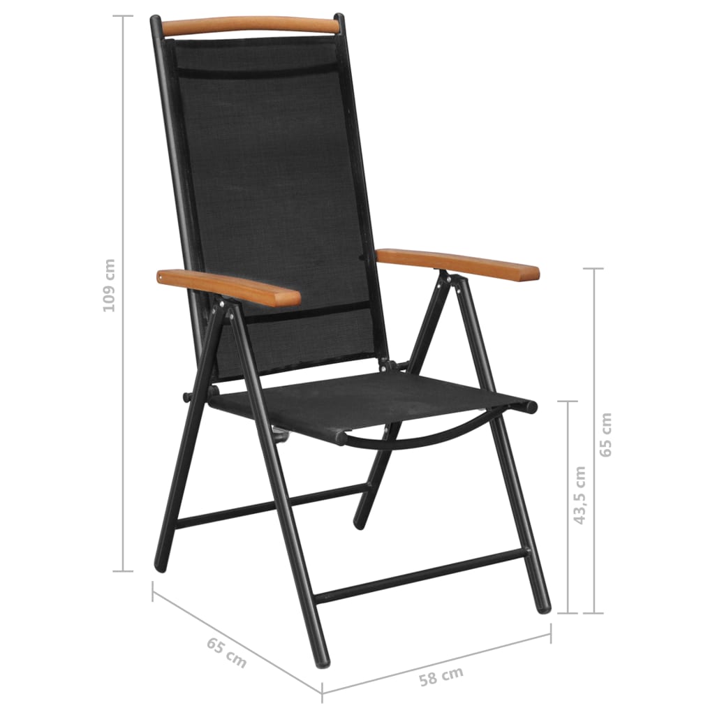 Ensemble à manger de jardin 7 pcs Aluminium Noir