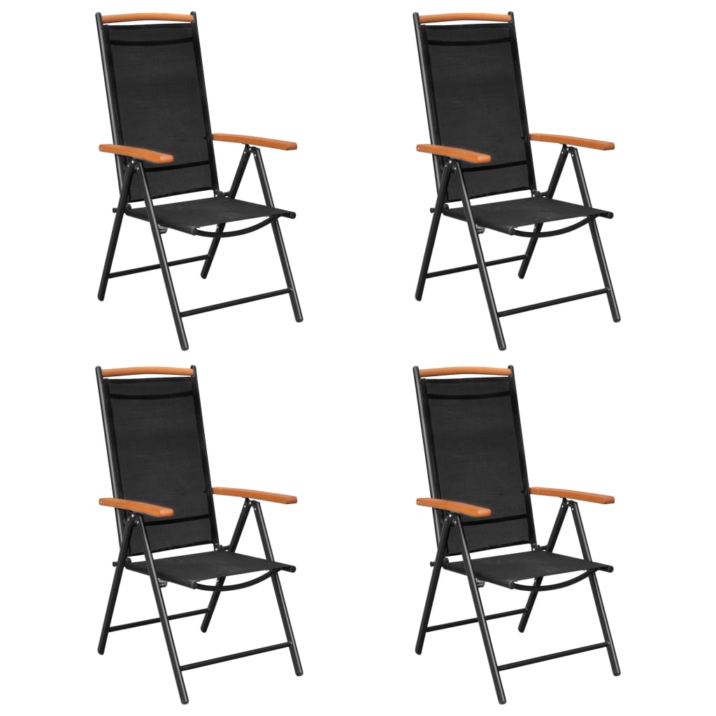 Ensemble à manger de jardin 5 pcs aluminium noir