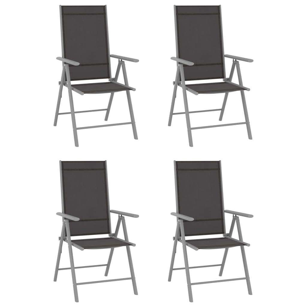 Ensemble à manger de jardin 5 pcs aluminium argenté et noir