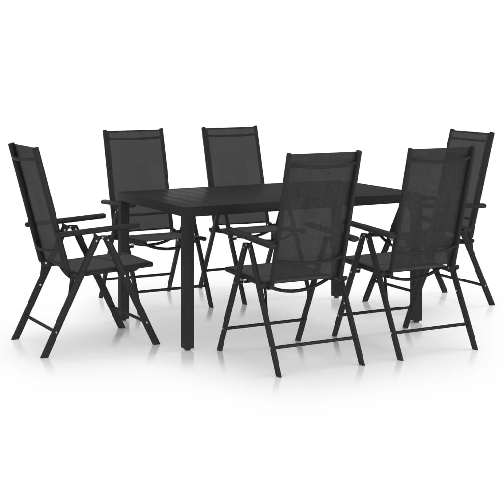 Ensemble à manger de jardin 7 pcs Aluminium Noir