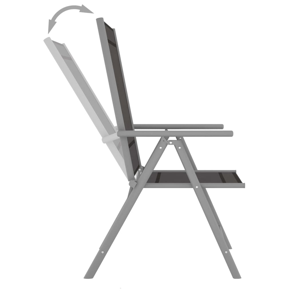 Ensemble à manger de jardin 5pcs aluminium et textilène argenté