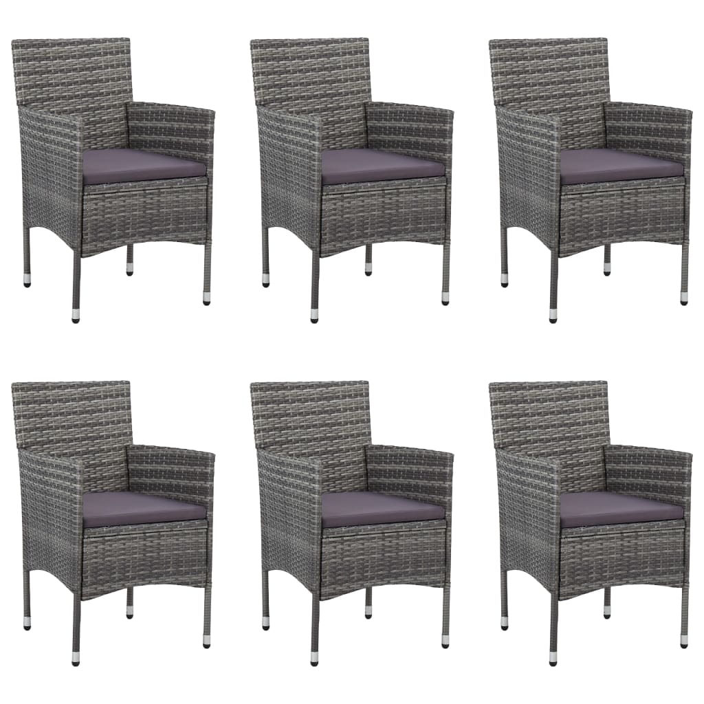 Ensemble à manger de jardin 7 pcs Résine tressée Gris