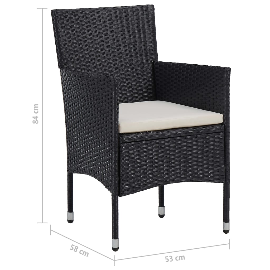Ensemble à manger de jardin 5 pcs Noir