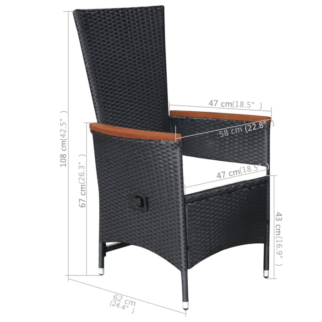 Ensemble à manger de jardin 5 pcs Noir