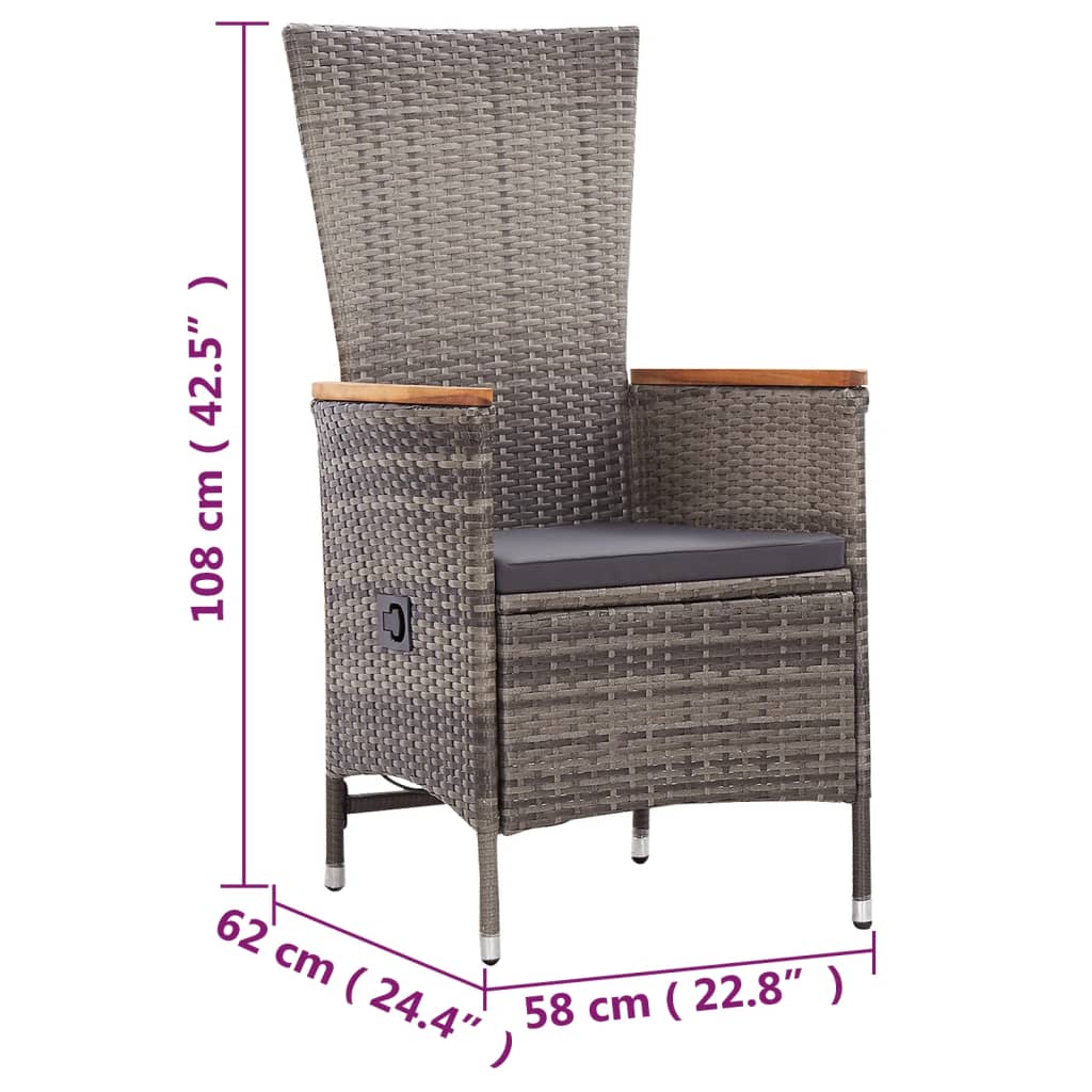 Ensemble à manger de jardin 5 pcs Gris