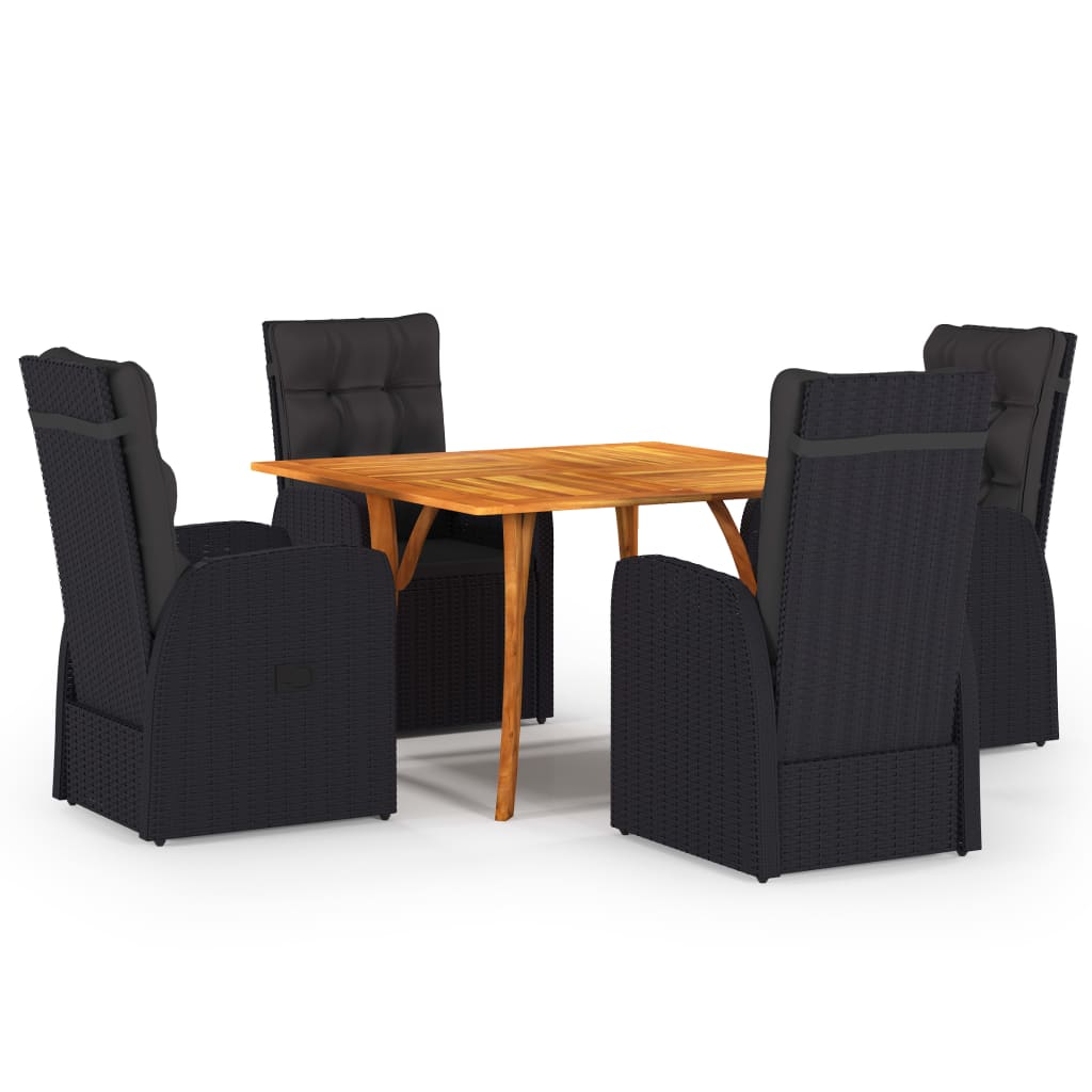 Ensemble de salle à manger de jardin 5 pcs Noir
