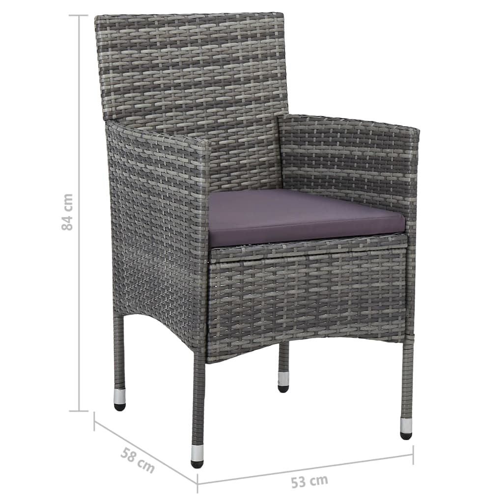 Ensemble à manger de jardin 5 pcs Gris