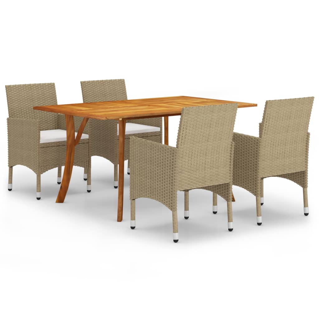 Ensemble à manger de jardin 5 pcs Beige