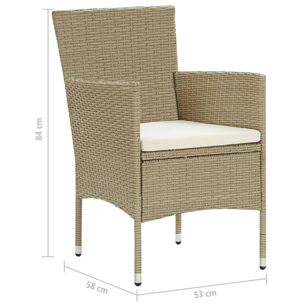 Ensemble à manger de jardin 5 pcs Beige