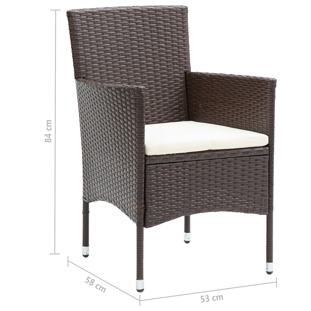 Ensemble à manger de jardin 5 pcs Marron