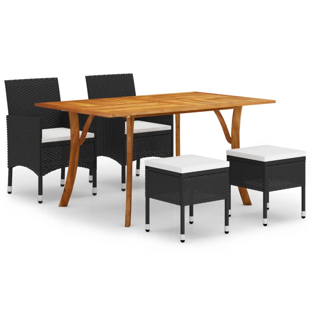 Ensemble à manger de jardin 5 pcs Noir