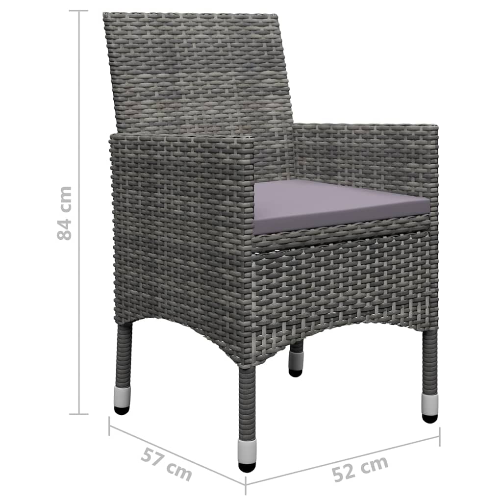 Ensemble à manger de jardin 5 pcs Gris