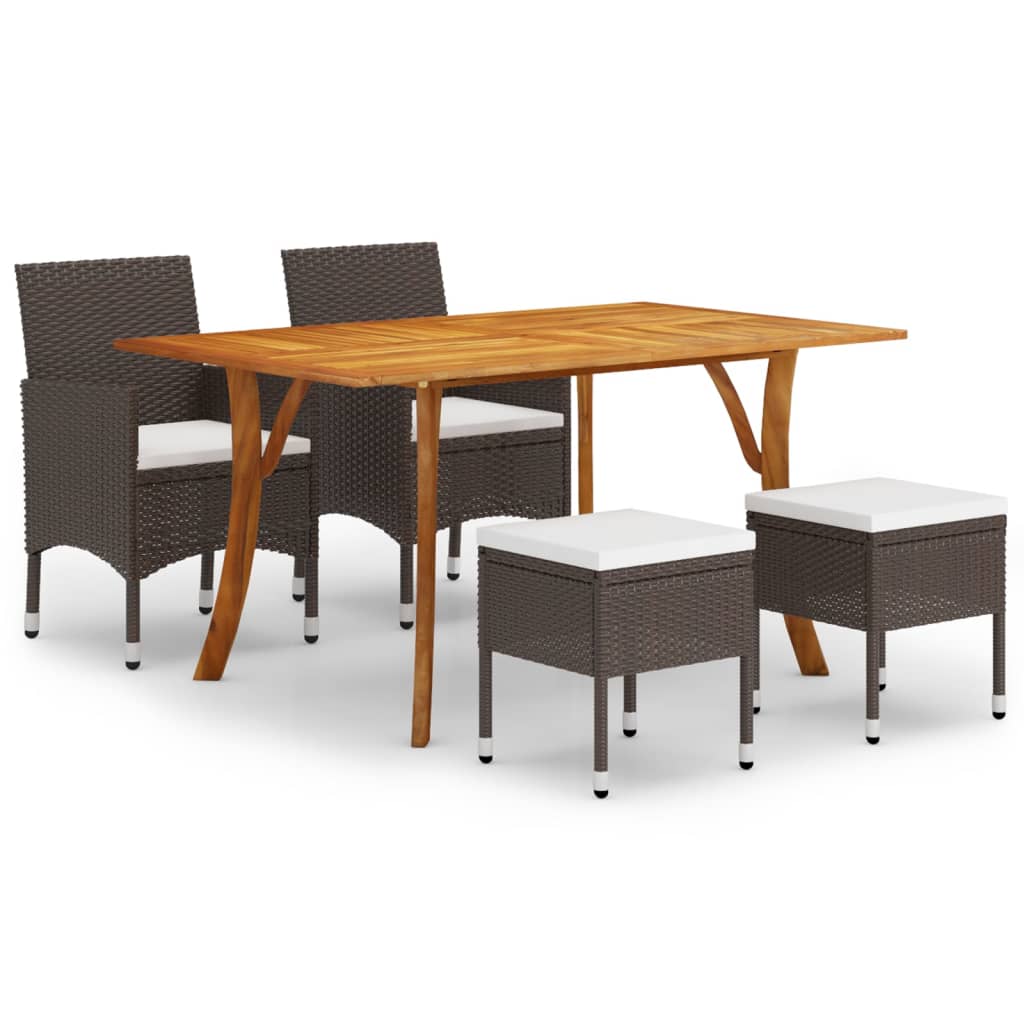 Ensemble à manger de jardin 5 pcs Marron
