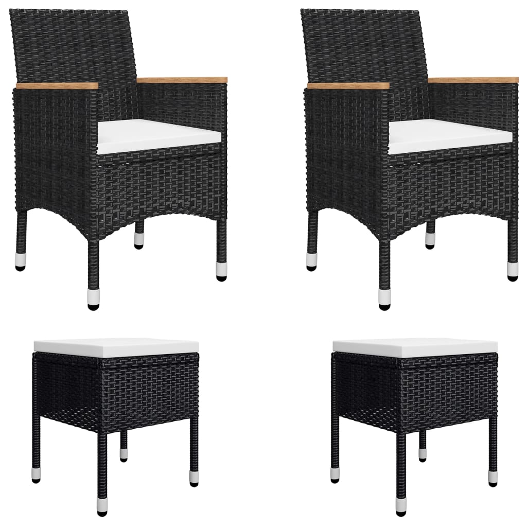 Ensemble à manger de jardin 5 pcs Noir