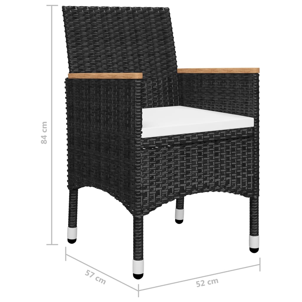 Ensemble à manger de jardin 5 pcs Noir