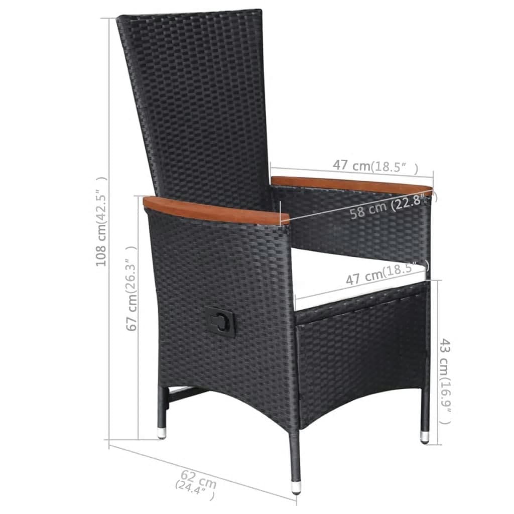 Ensemble à manger de jardin 5 pcs Noir