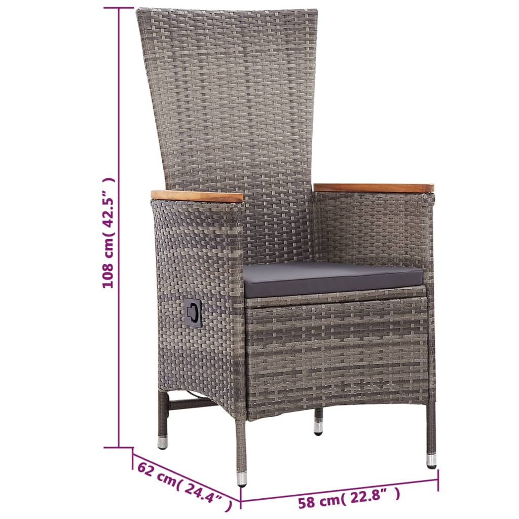 Ensemble à manger de jardin 5 pcs Gris