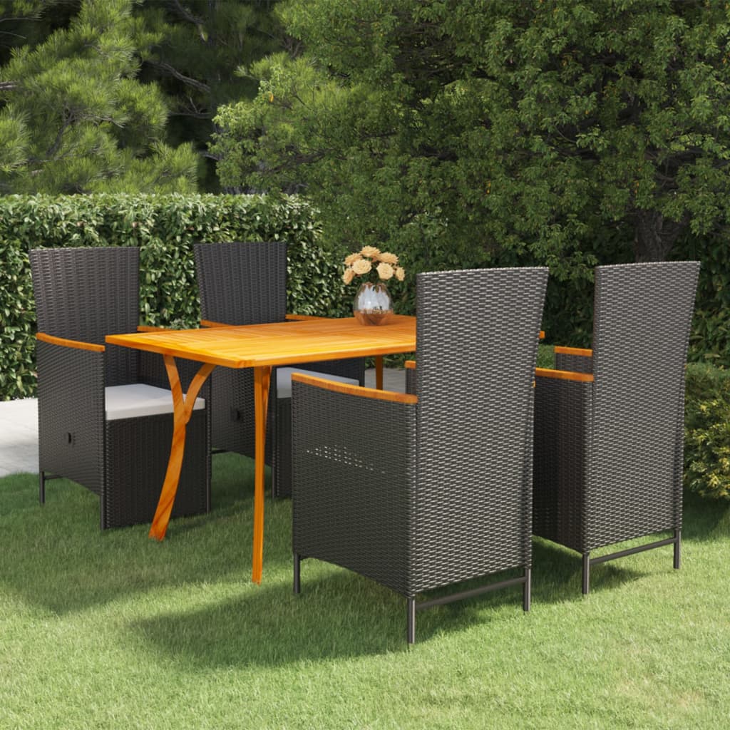Ensemble à manger de jardin 5 pcs noir