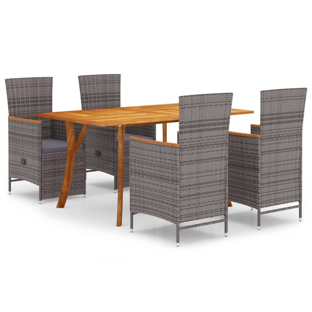 Ensemble à manger de jardin 5 pcs Gris