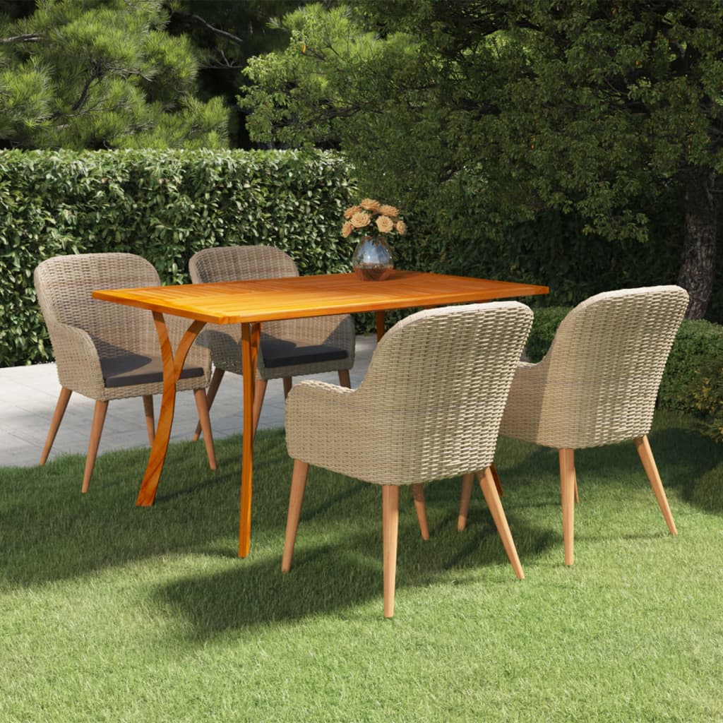 Ensemble à manger de jardin 5 pcs Marron