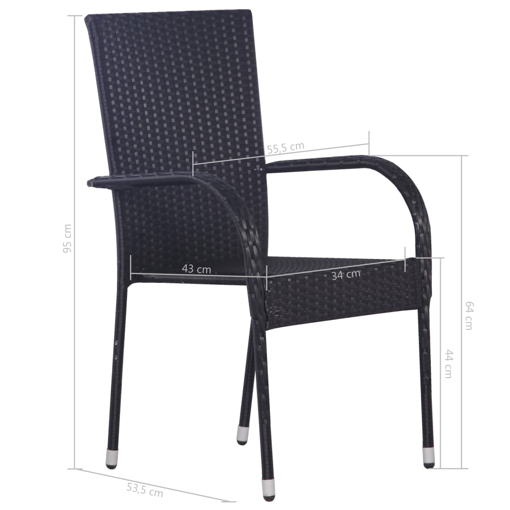 Ensemble à manger de jardin 7 pcs Résine tressée Noir