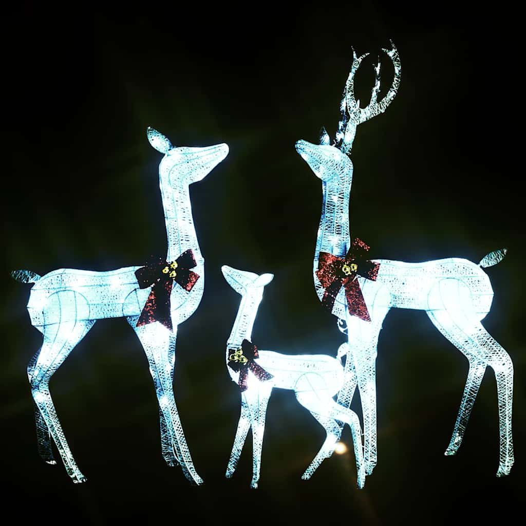 Décoration de Noël famille de rennes Blanc et argenté 201 LED - XIOS