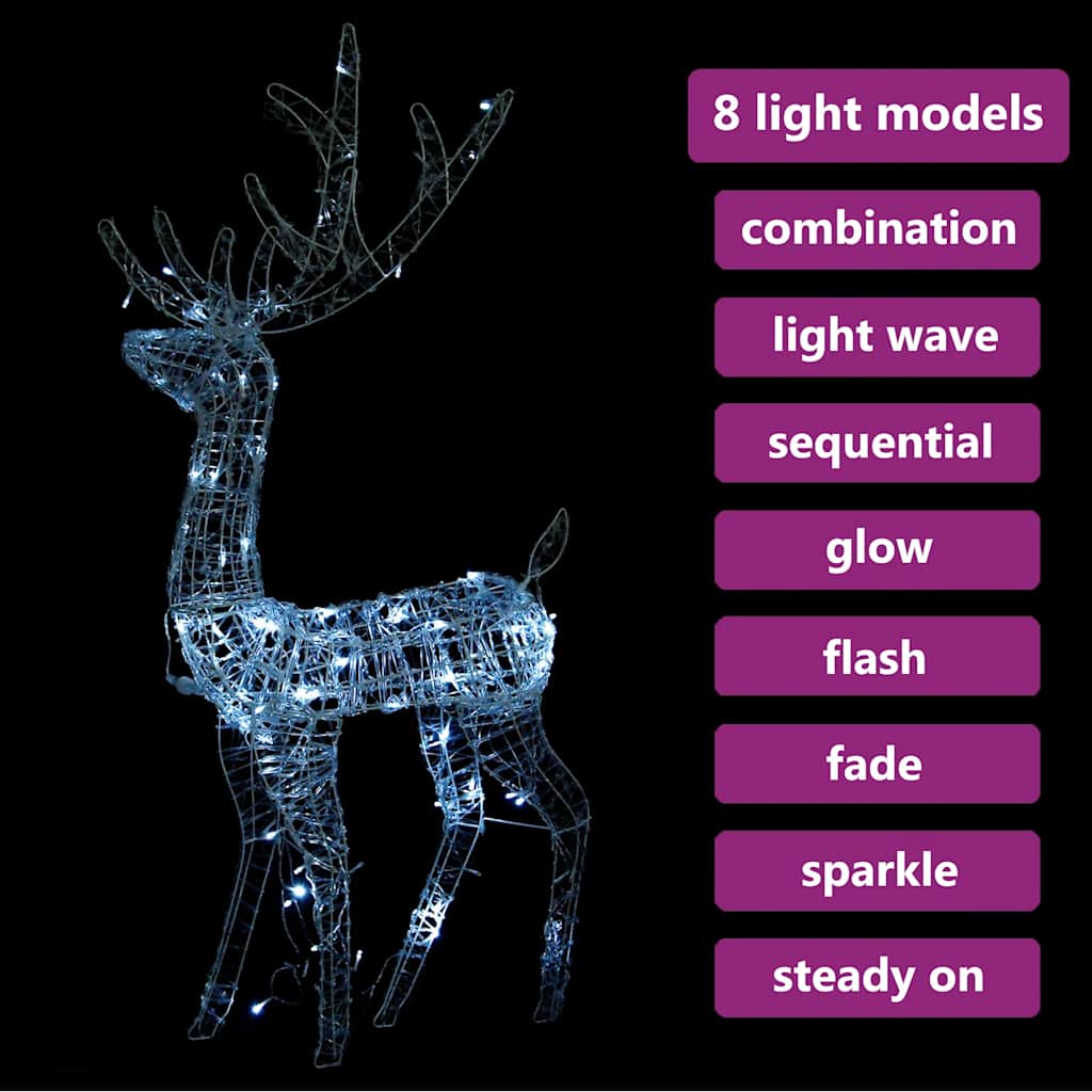 Renne de décoration de Noël Acrylique 140 LED blanc froid 120 cm - XIOS
