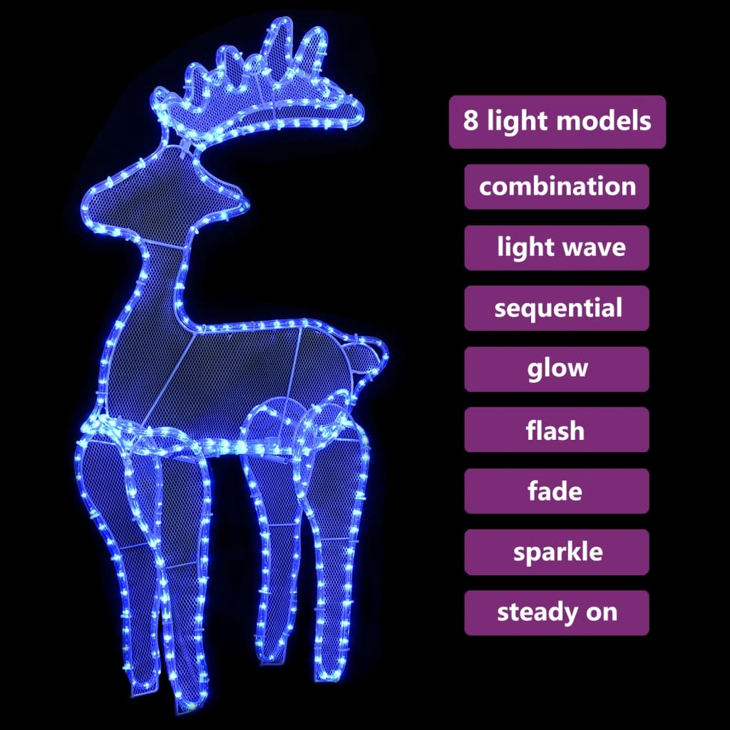 Décoration de Noël de renne avec maille 306 LED 60x24x89 cm - XIOS
