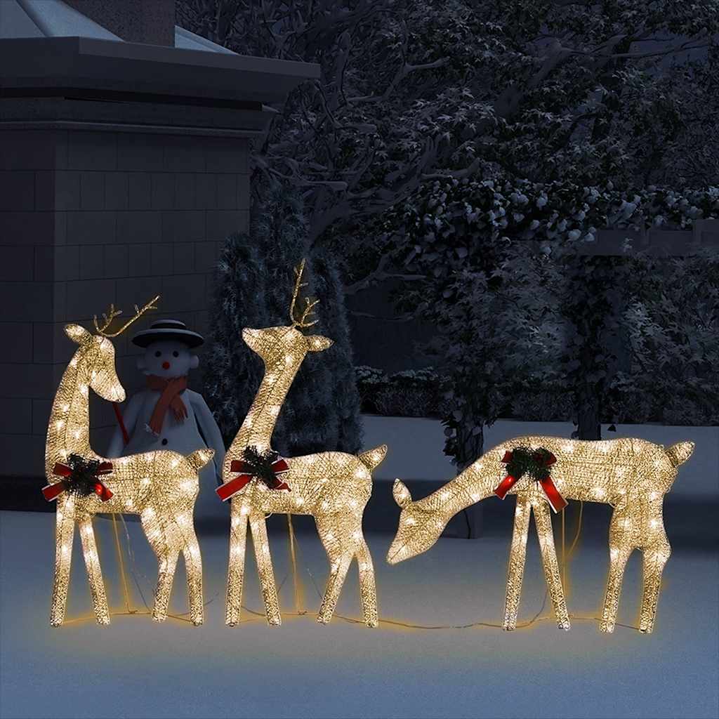 Famille de rennes de Noël 270x7x90 cm Doré Blanc chaud Maille - XIOS