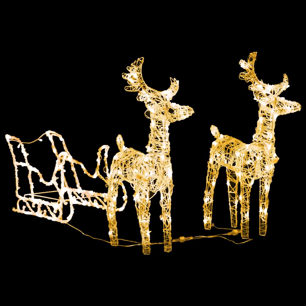 Décoration de Noël Rennes et traîneau 160 LED 130 cm Acrylique - XIOS