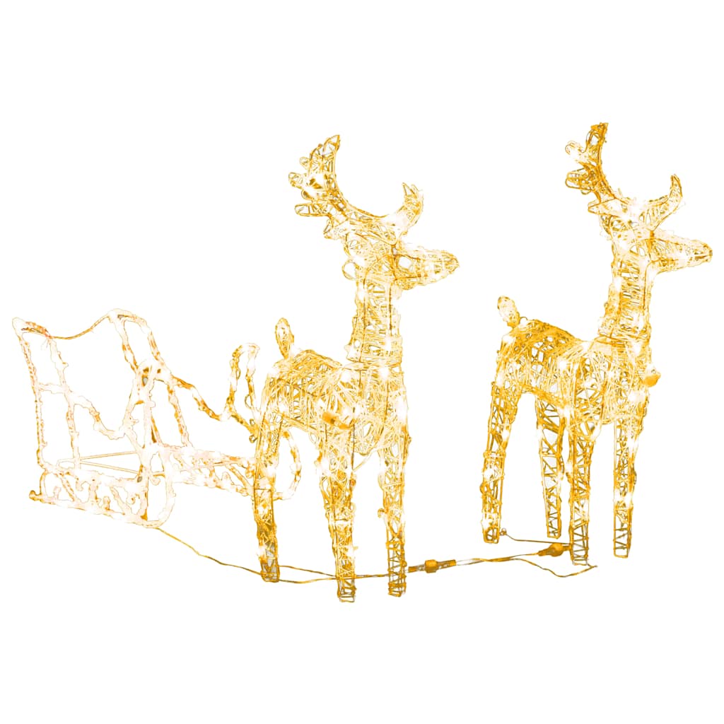 Décoration de Noël Rennes et traîneau 160 LED 130 cm Acrylique - XIOS