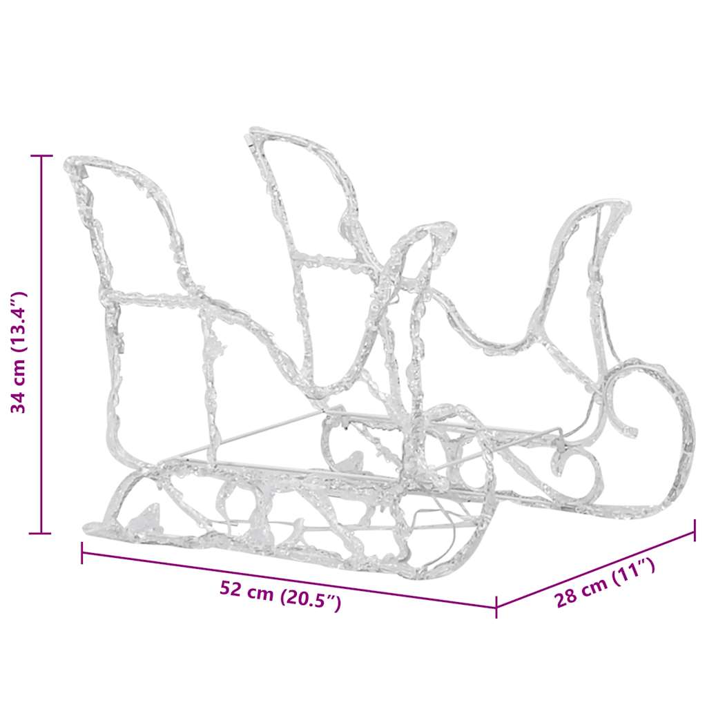 Décoration de Noël Rennes et traîneau 160 LED 130 cm Acrylique - XIOS