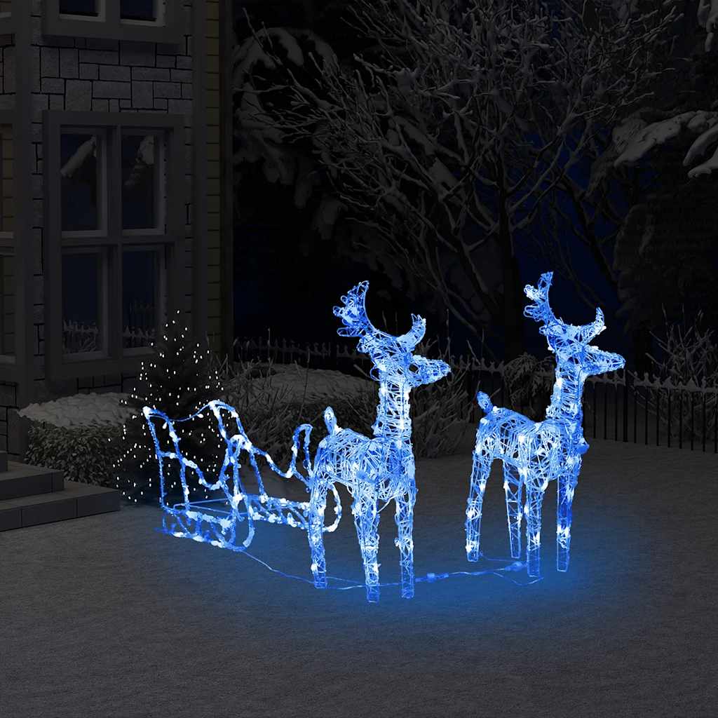 Décoration de Noël Rennes et traîneau 160 LED 130 cm Acrylique - XIOS