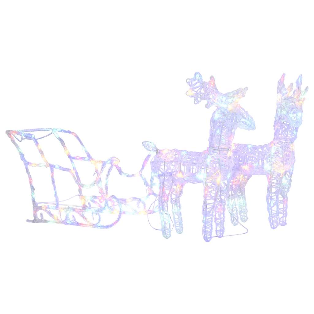 Décoration de Noël Rennes et traîneau 160 LED 130 cm Acrylique - XIOS