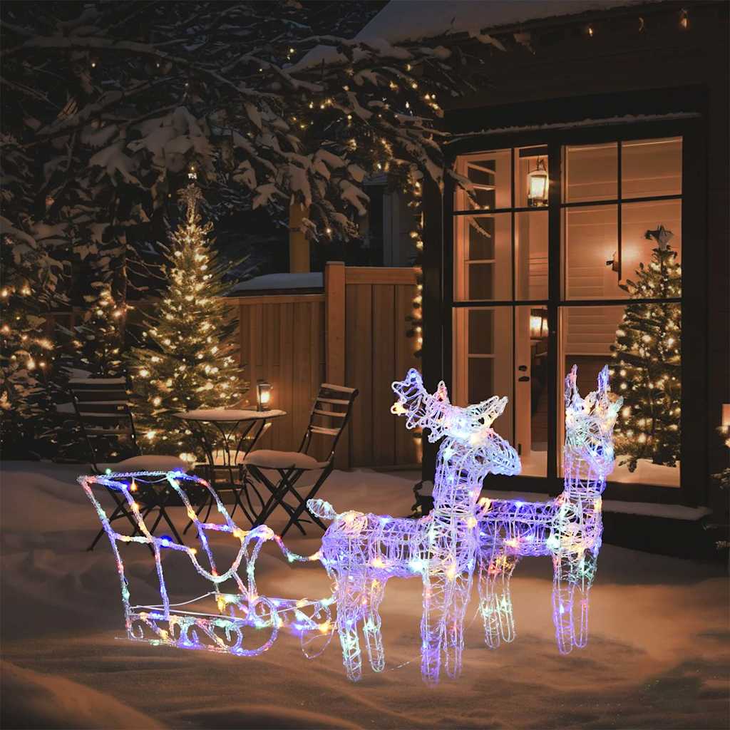 Décoration de Noël Rennes et traîneau 160 LED 130 cm Acrylique - XIOS
