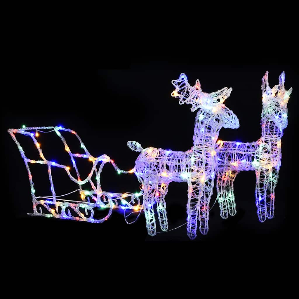Décoration de Noël Rennes et traîneau 160 LED 130 cm Acrylique - XIOS