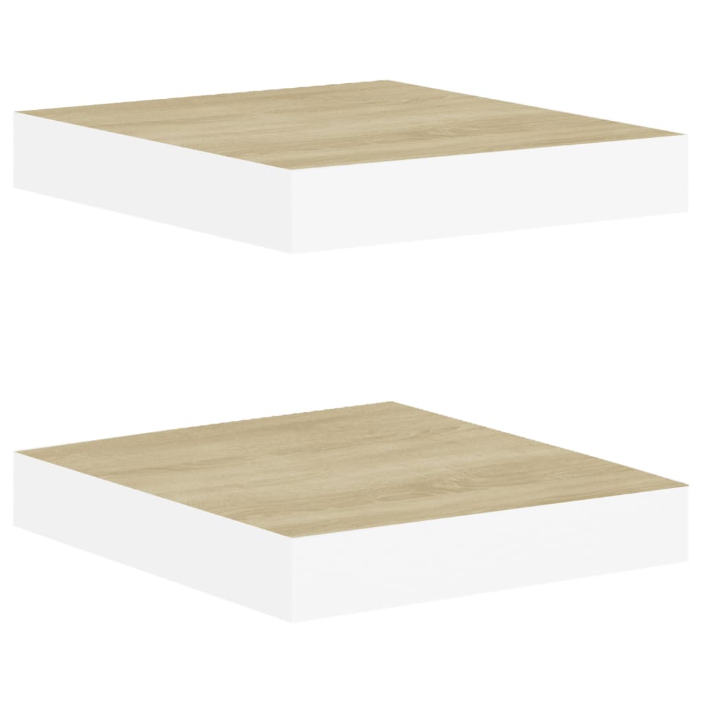 Étagères murales 2 pcs Chêne et blanc 23x23,5x3,8 cm MDF - XIOS
