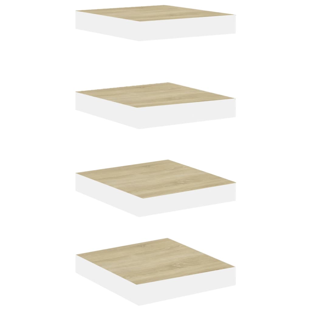 Étagères murales 4 pcs Chêne et blanc 23x23,5x3,8 cm MDF - XIOS