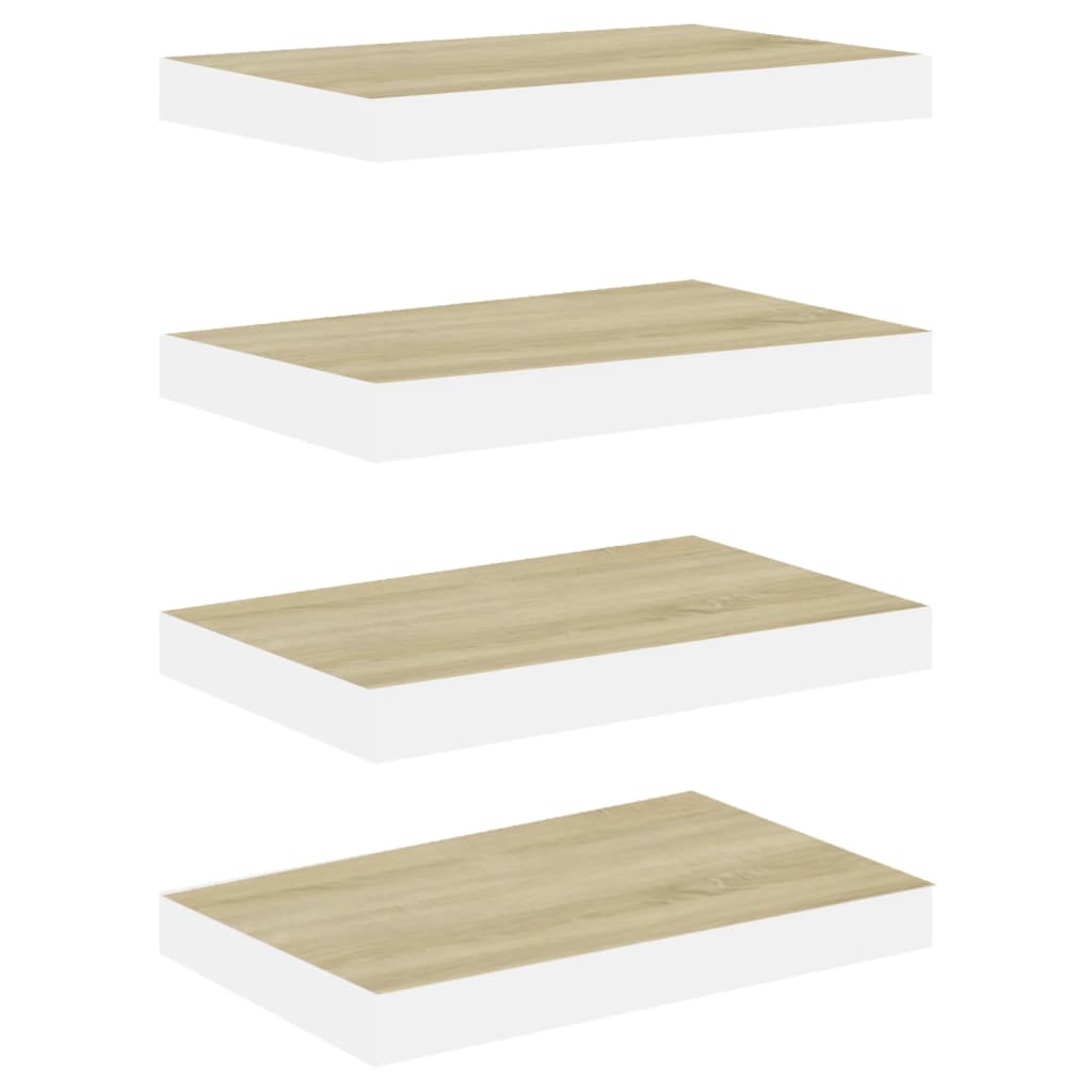 Étagères flottantes 4 pcs Chêne et blanc 40x23x3,8 cm MDF - XIOS