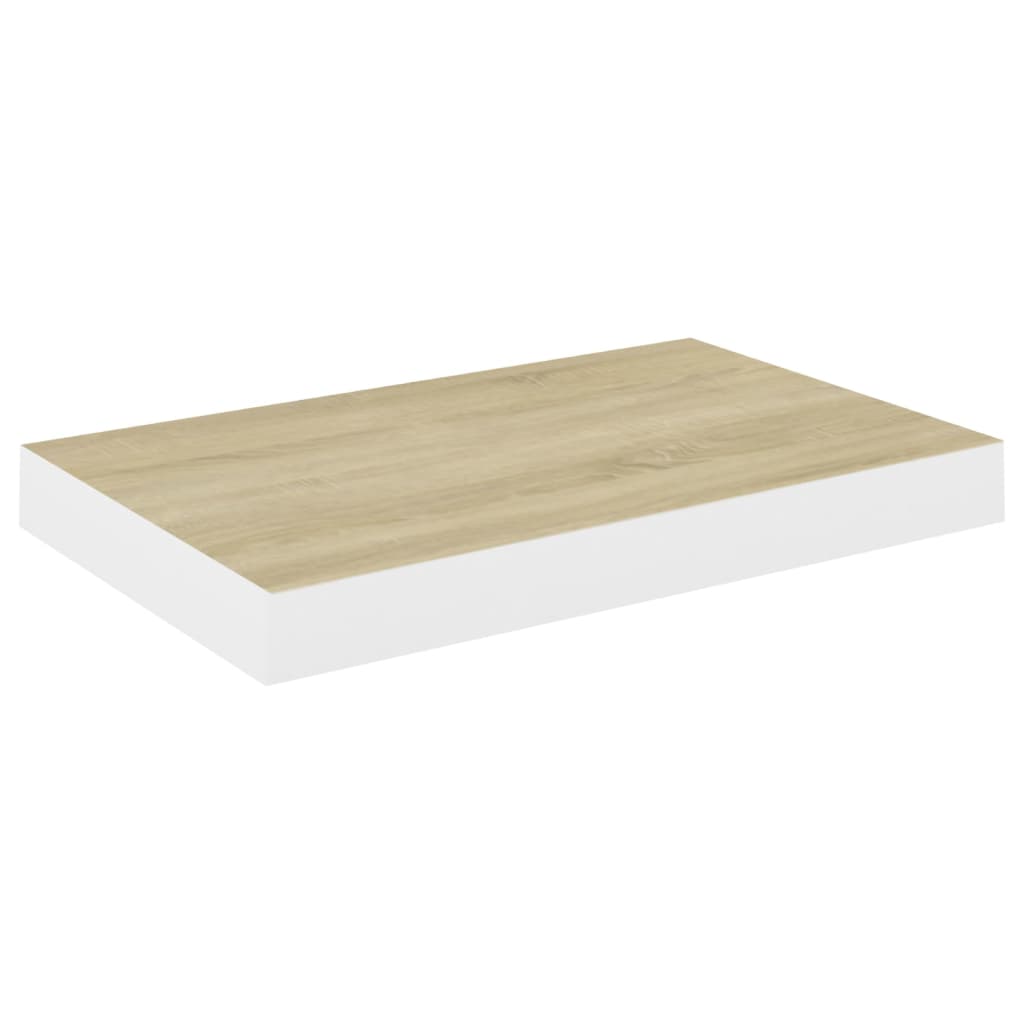 Étagère murale flottante chêne et blanc 50x23x3,8 cm MDF - XIOS
